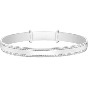925 Sterling Silver Adjustable Bangle Bracelet For Toddler and Little Girls 5.5" - Polished Expandable Bangle Bracelets for Baby Girls - Jewelry Gifts for Little Girls