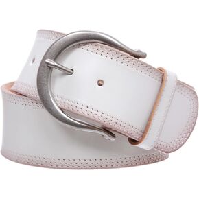 Womens 2 1/4" Wide Stitching Edged Plain High Waist Soft Cowhide Leather Belt