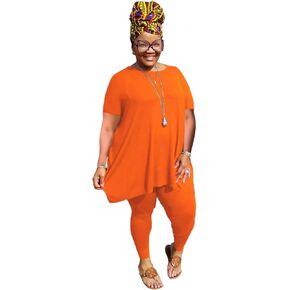 YeGine Women Plus Size 2 Piece Outfits Short Sleeve Top and Legging Pant Set Lounge Sets Tracksuit