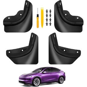 2025 Upgrade Mud Flaps for Tesla Model Y Juniper 2025 [No Drilling/Tape Install] Splash Guards Fenders All Weather Mudflaps for Tesla Model Y Juniper Accessories 2025 Matte Black