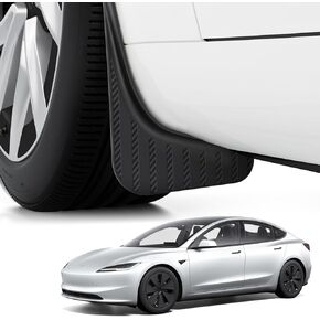 BASENOR New 2025 2024 Tesla Model 3 Mud Flaps Splash Guards [No Drilling No Tape] [10x Stronger] All Weather Tire Protector Mudflaps for Model 3 Highland Exterior Accessories
