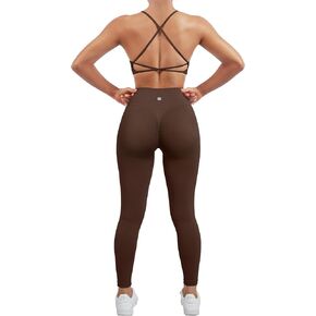 SUUKSESS Women Seamless Workout Sets Strappy Sports Bra High Waist Booty Leggings Outfits