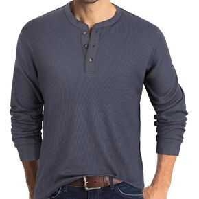 Prettyguide Men Long Sleeve Waffle Henley قمصان غير رسمية القمصان الحرارية
