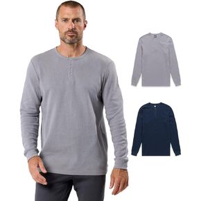 INTO THE AM Long Sleeve Waffle Henley Shirts for Men S-4XL Men's Soft Thermal Cotton Fall Shirts
