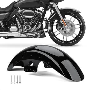 Mudguard الأمامي ، وعجلات 19 بوصة التفاف الأمامية الطين الملاءمة ل Harley Touring Road Road Glide Electra Glide Glide Glide 2014-2024 (Gloss Black A)