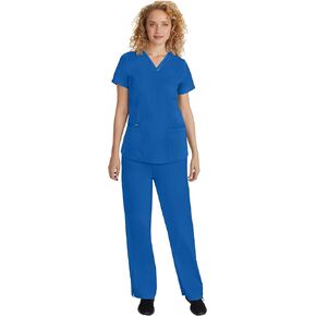 فرك الأيدي الشفاء مجموعة للنساء مع 5 جيوب ، فارس الخامس أعلى 2278 ، و Taylor Pants 9095 مع تقنية امتداد ثنائية الاتجاه ، Royal-M TOP/M TALL PANT