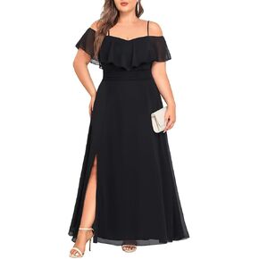 Pinup Fashion Women بالإضافة إلى فساتين وصيفات الشرف - قبالة الكتف الزفاف الضيف الزفاف دش طويل