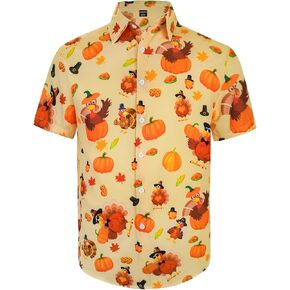 Men's Novelty Funny Festival Short Sleeve Button Down Shirts