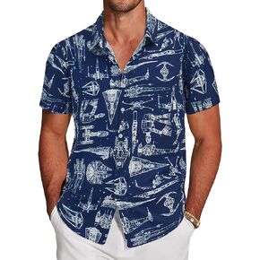 Men's Hawaiian Shirts Funny Printed Summer Button Down Short Sleeve Casual Tropical Shirt