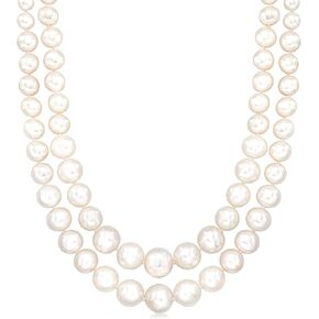 Ross-Simons 5-11mm قلادة لؤلؤة 2-strand مع الفضة الاسترليني. 18 بوصة