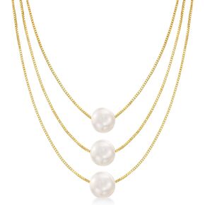 Ross-Simons 9-9.5mm Cultured Pearl 3-Strand Layered Necklace