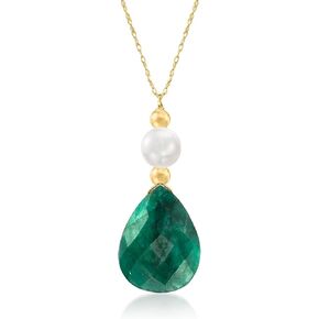 Ross-Simons Cultured Pearl and Gemstone Necklace in 14kt Yellow Gold