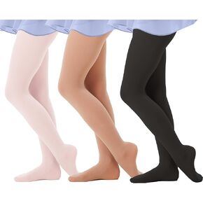 CozyWow 80 Denier Girls Tights with Full Footed, School Ballet Dance Tights for Kids from 4T to 12T,Soft&Opaque