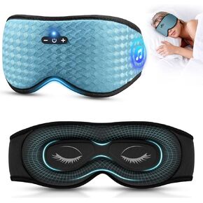 قناع نوم ثلاثي الأبعاد مع سماعات الرأس Bluetooth وسماعات النوم للنوم الجانبي وضغط العين صفريًا وقناع عين نوم قابل للتعديل ومكبرات صوت استريو فائقة الرقيقة مثالية للنوم الأزرق