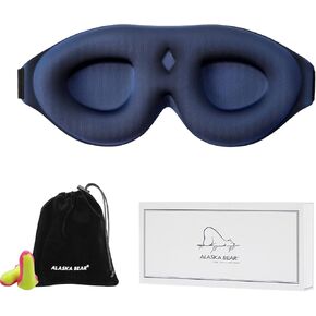ALASKA BEAR Sleep Mask Memory Foam Contoured Eye Cups for Women and Men, Soft 3D Blackout Eye Mask for Sleeping No Pressure on Eyelids and Eyelashes Protection, Earplugs Set, Black