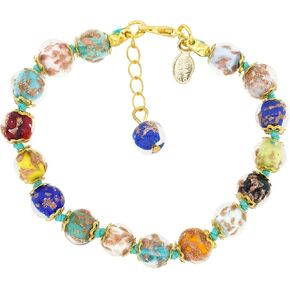 Glass Of Venice Murano Glass Bracelet Italian Multicolor Sommerso Sparkling Beads Handmade Blown Glass - Murano Glass Bracelets for Women