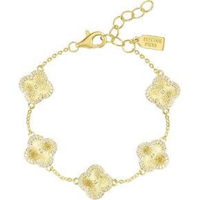 Electric Picks Clover Icon Bracelet - Gold Plated Bracelet for Women, Perfect for Layering or Wear Alone