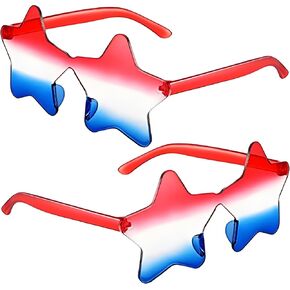 2pairs 4th of July Star Sunglasses ، Red Red White and Blue Glasses ، Usa Star Glasses for البالغين والأطفال ، مثالي ليوم الاستقلال الرابع من يوليو ، يوم الذكرى ، والحفلات الوطنية