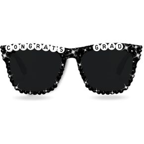 Congrats Grad 2025 Graduation Glasses, Class of 2025 Sunglasses Black Grad Glasses for Her Him 2025 Graduation Gifts Party Decorations