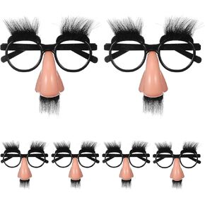 Toyvian 6Pcs Disguise Glasses with Funny Nose Halloween Costume Party Eye Glasses with Eyebrows and Mustache, Party Prop for Costume Halloween and Birthday Parties