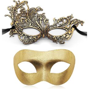 Couple Masquerade Mask for Women Men Shiny Venetian Mask Halloween Mask for Party Prom Ball Costume Lace Masks