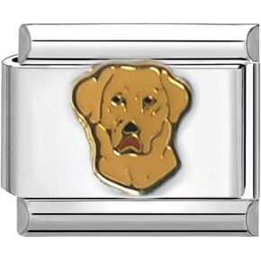UNY Jewel Italian Charm 9mm Stainless Steel Labrador Retriever Design Desig