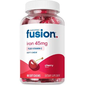 Bariatric Fusion Iron Supplement for Women Anemia | Chewable Iron with Vitamin C | Watermelon Flavored Soft Chew | Gentle on Stomach Ferrous Fumarate for Women and Men | Gluten Free | 60 Count