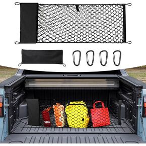 Envelope Style Truck Bed Cargo Net Compatible with Ford F150 2015-2024 2025,Highly Elastic Truck Cargo Net for F150 Accessories, Upgraded Storage Bag & Heavy Duty Carabiners