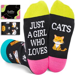Funny Cat Gifts for Girls - Cat Socks for Animal Lovers, Novelty Cute Animal Socks for Kids 10-12 Years