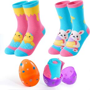 Moyel 2 Pairs Bunny Chicken Easter Socks Kids Easter Gifts for Kids Easter Gifts for Girls Funny Easter Basket Stuffers