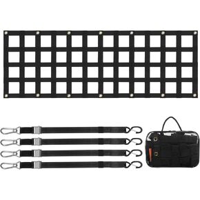 VEVOR Tailgate Net for Truck Bed, 54 in x 18 in, Cargo Net Durable with 4 Adjustable Buckle Straps, Cross-Reinforced Design, Extendable & Durable, Suitable for Truck, Trailer, Pickup, Boat, Jeep, SUV