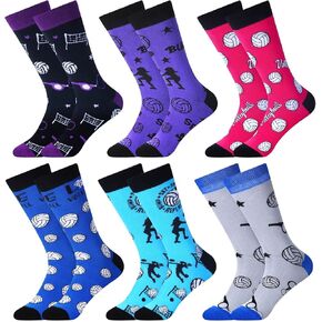 6 Pairs Funny Hockey Soccer Softball Golf Volleyball Baseball Socks Novelty Sports Sock Birthday Gift for Christmas