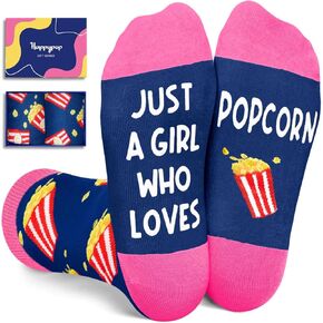 HAPPYPOP Food Socks for Girls - Pizza Pickle Gifts for Food Lovers, Birthday Dount Popcorn Gifts, 7-9 Years Old Kid