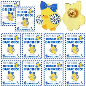 Quelay 24 Pack Cheer Team Gifts Bulk Cheerleader Duck Pins Brooches You've Been Cheer Ducked Tags Team Inspirational Gift Accessories for Teammates