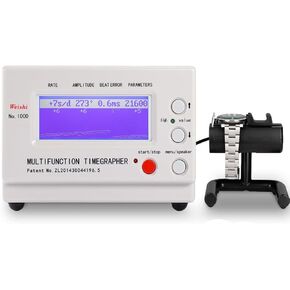 مشاهدة Timegrapher No.1000 Weishi ، اختبار المراقبة متعدد الوظائف ، آلة توقيت مشاهدة لصانع الساعات ، مراقبة أداة المعايرة للساعات الميكانيكية مع EN تعليمات Watch Cleaning Cloth