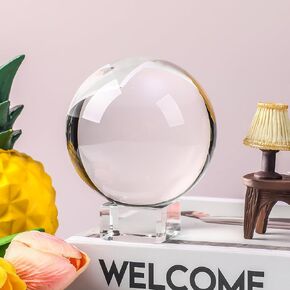 Clear Crystal Ball 100mm/3.9 inch for Fortune Teller Accessories,Halloween Decor,Magic,Feng Shui,Witchcraft,Scrying,Decorative Ball,Lensball Photography,Quartz Crystal Sphere Prop Glass Orb