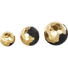 DECO 79 Resin Decorative Orbs & Vase Filler Devinative Balls بأحجام متفاوتة ، مجموعة من 3 مزهرية حشو 5 "، 4" ، 3 "H ، الذهب