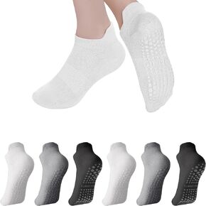 6 Pairs Pilates Socks for Women Non Slip Yoga Socks with Grippers and Arch Support for Barre Ballet Dance Hospital