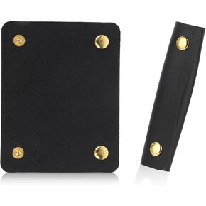 2 PCS Handbag Handle Grip Protectors with Brass Clasps, Soft Purse Strap Cover Pad, Leather Handle Wra for Shopping Bag Travel Bag Suitcase Tote Bag Wallet, Black