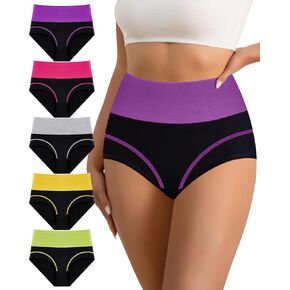 Women's High Waisted Cotton Underwear Tummy Control Underwear Stretch Soft Full Coverage Briefs Panties Multipack in Saudi Arabia