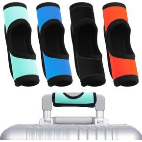 4 PCS Luggage Handle Wrap Set - Neoprene Handbag Grip Cover Protector with Hollow Design, Luggage Identifiers Suitcase Handle Wraps for Travel Bags in Navy Blue, Sky Blue, Orange & Black