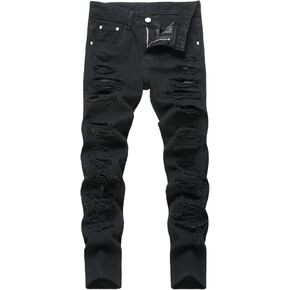 Boy's Skinny Fit Ripped Distressed Fashion Washed Denim Jeans Pants