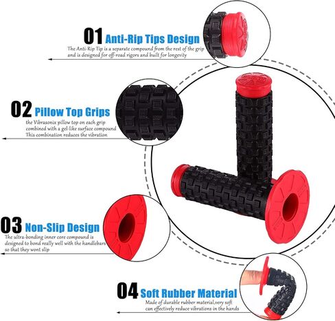 Motorcycle Grips 7/8" Dirt Bike Grip Pillow Top Grips Rubber Anti-Slip Universal Handlebar Racing Grip for Motocross ATV in Kuwait
