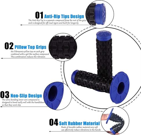 Motorcycle Grips 7/8" Dirt Bike Grip Pillow Top Grips Rubber Anti-Slip Universal Handlebar Racing Grip for Motocross ATV in Kuwait