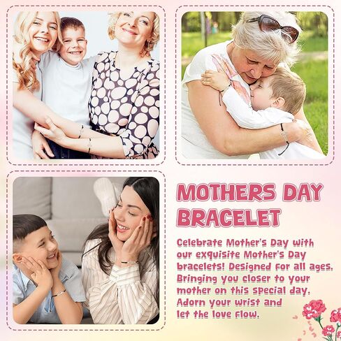 Mothers Day Bracelet Gifts, Adjustable Hearts Mother and Son Bracelet with Card, Celebrate Love Mothers Day Gifts for Grandma Son Accessories in Saudi Arabia