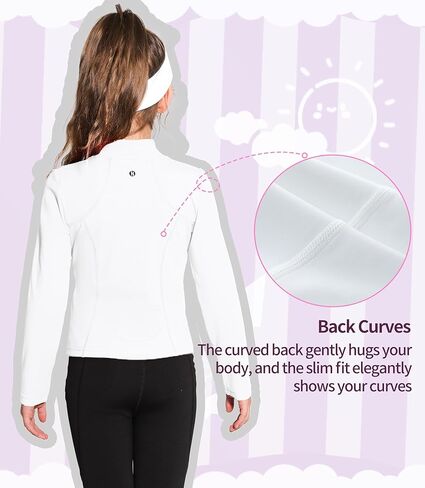 Girls Athletic Jacket Zip Up Horse Riding Shirts Kids Yoga Jackets Workout Coat in Kuwait