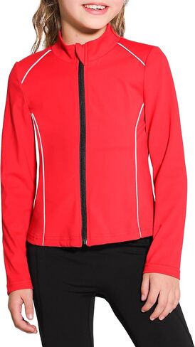 Girls Athletic Jacket Zip Up Horse Riding Shirts Kids Yoga Jackets Workout Coat in Kuwait