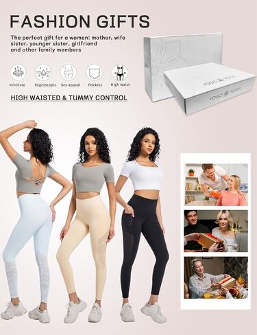 Yoga Pants for Women - High-Waist Lace Leggings Breathable Moisture-Wicking with Pockets,Perfect for Yoga Running in Saudi Arabia