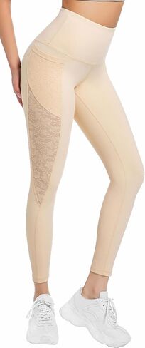 Yoga Pants for Women - High-Waist Lace Leggings Breathable Moisture-Wicking with Pockets,Perfect for Yoga Running in Saudi Arabia