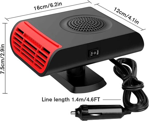 12V Dual-Mode Car Heater & Defogger, 150W Rapid Windshield Defroster & Cooler - Compact Design for Easy Cigarette Lighter Connection, Auto Defogger 360° Rotatable Heater Suitable for Cars in Saudi Arabia